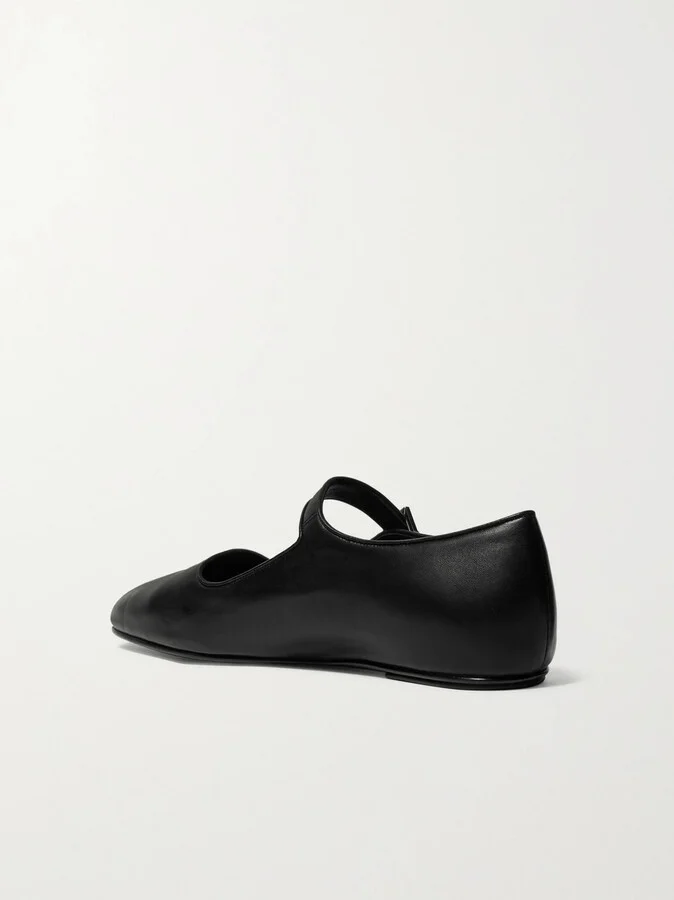 The Row - Ava Leather Mary Jane Ballet Flats - Black - Image 3