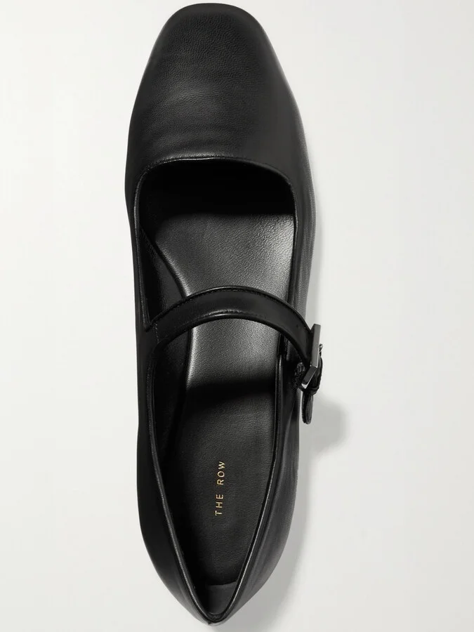 The Row - Ava Leather Mary Jane Ballet Flats - Black - Image 5