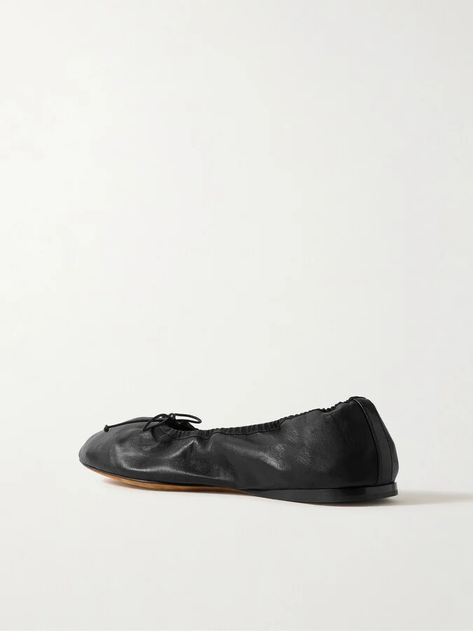 The Row - Awar Grosgrain-trimmed Leather Ballet Flats - Black - Image 3
