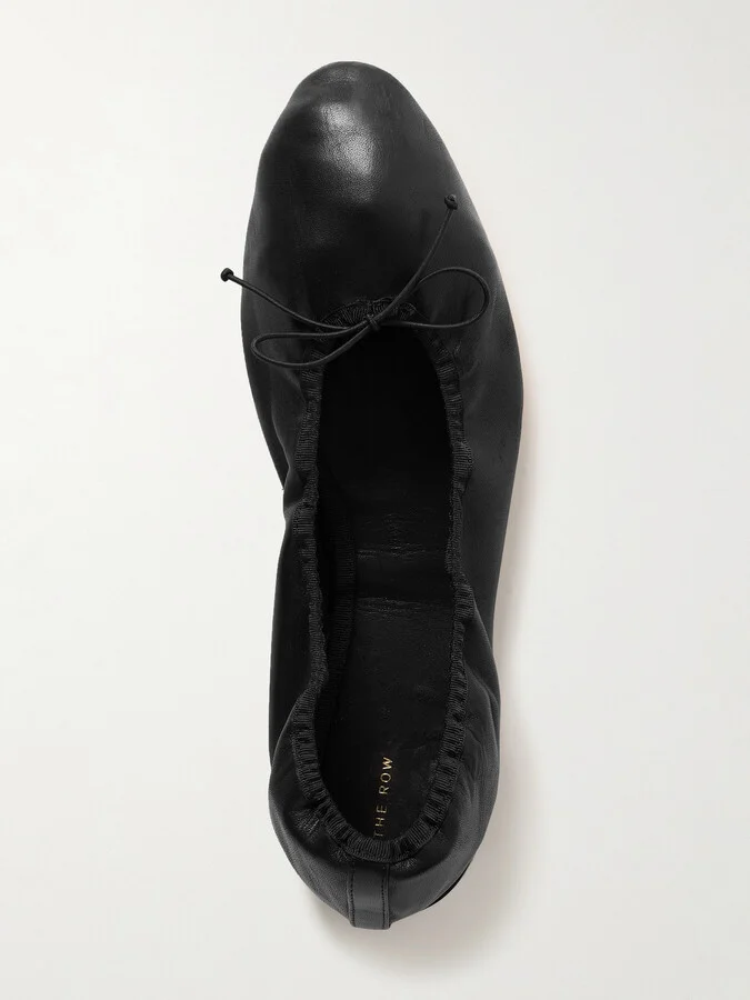 The Row - Awar Grosgrain-trimmed Leather Ballet Flats - Black - Image 5