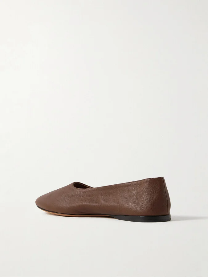 The Row - Awar Leather Ballet Flats - Brown - Image 3