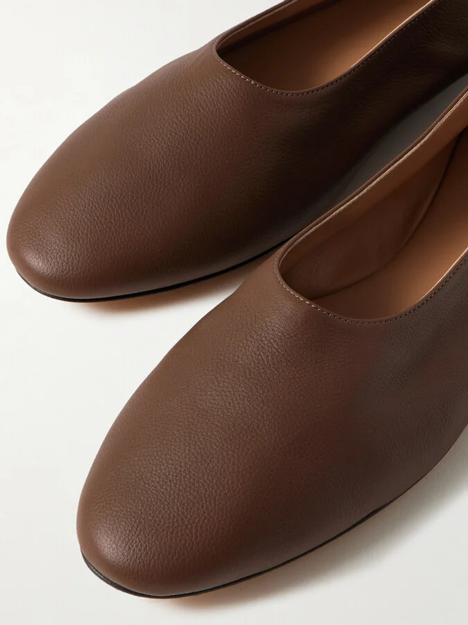 The Row - Awar Leather Ballet Flats - Brown - Image 4