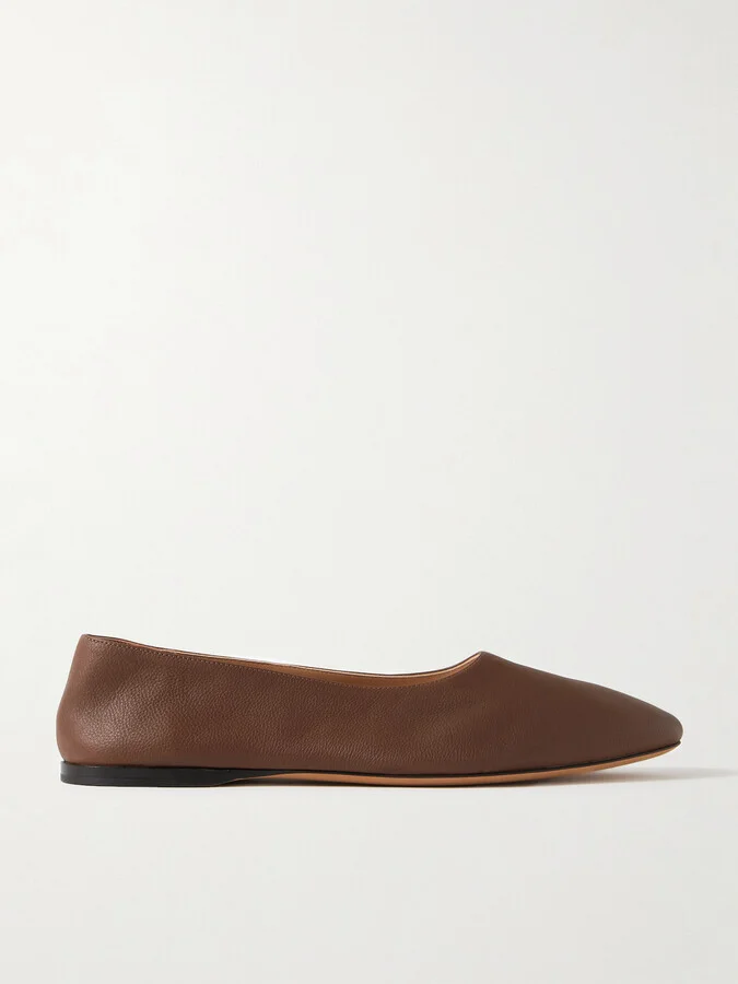 The Row - Awar Leather Ballet Flats - Brown