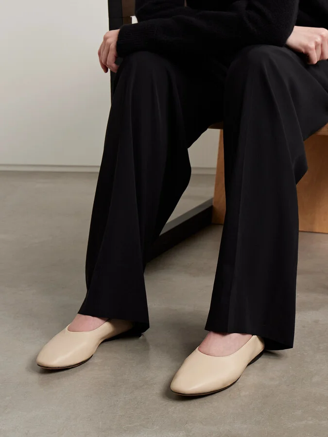 The Row - Awar Leather Ballet Flats - Cream - Image 2