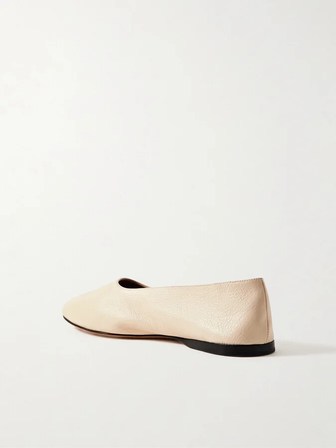 The Row - Awar Leather Ballet Flats - Cream - Image 3