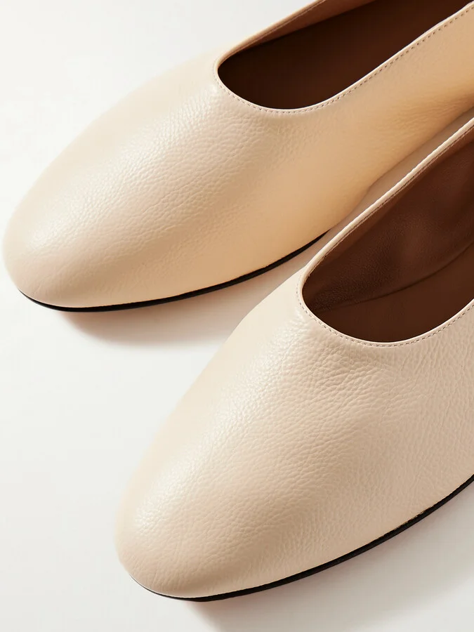The Row - Awar Leather Ballet Flats - Cream - Image 4