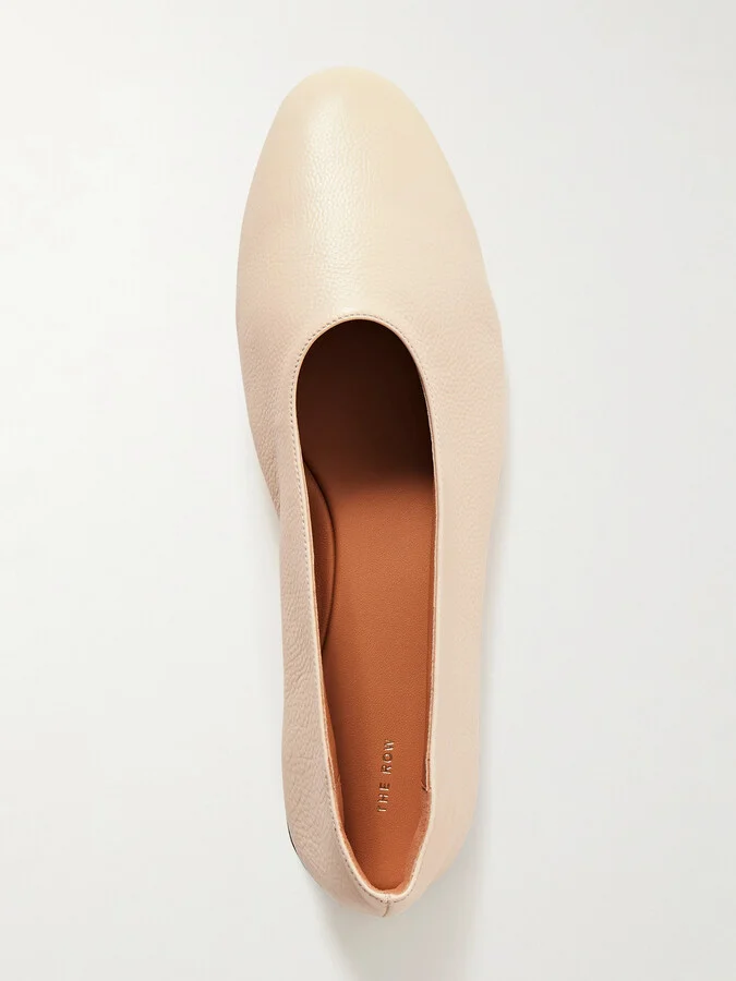 The Row - Awar Leather Ballet Flats - Cream - Image 5