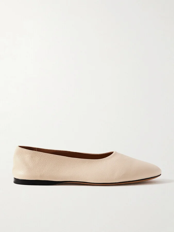 The Row - Awar Leather Ballet Flats - Cream