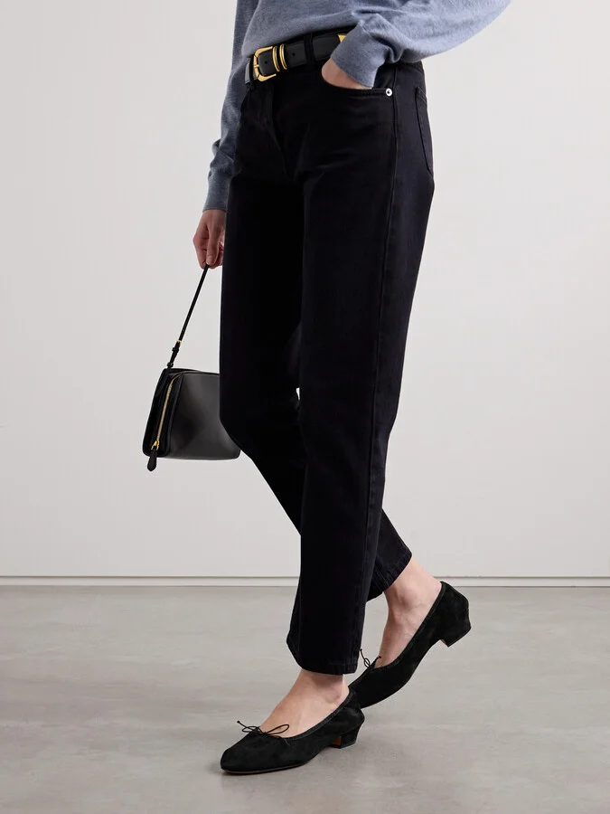 The Row - Awar Shearling-lined Suede Pumps - Black - Image 2