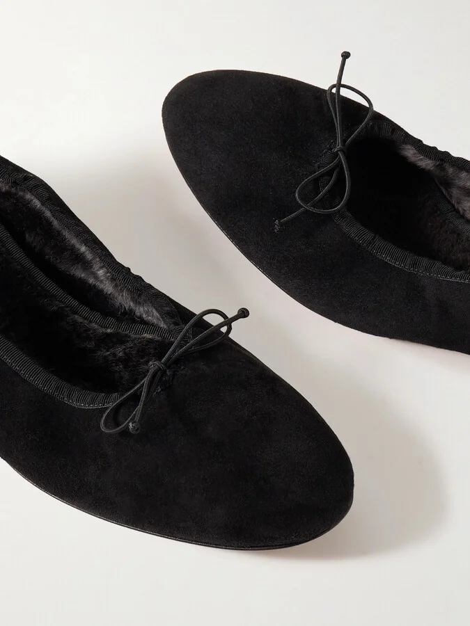 The Row - Awar Shearling-lined Suede Pumps - Black - Image 4