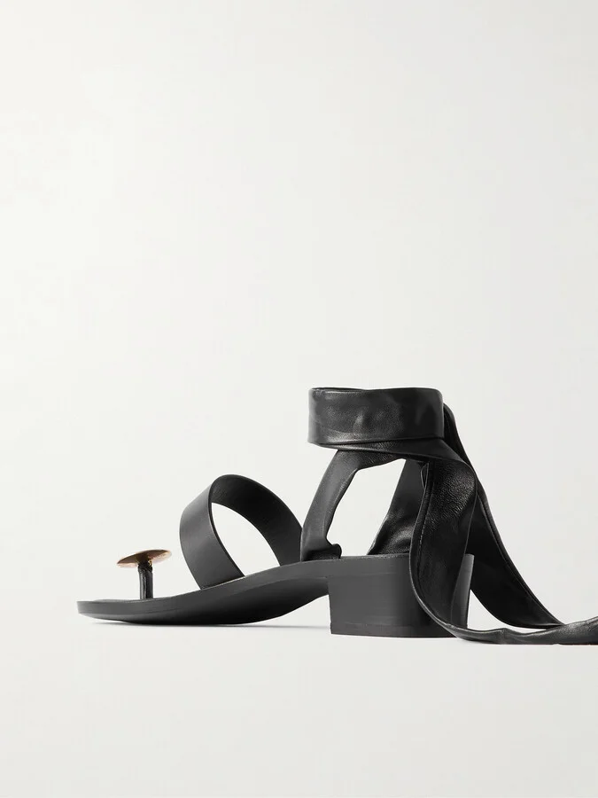The Row - Band Embellished Leather Sandals - Black - Image 3
