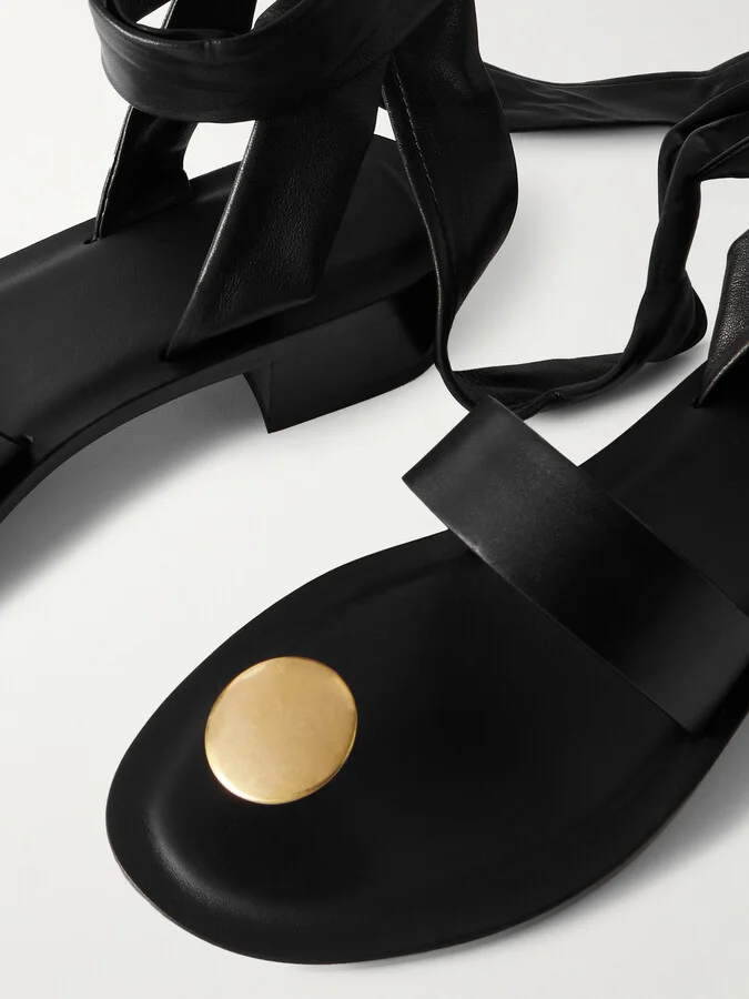 The Row - Band Embellished Leather Sandals - Black - Image 4