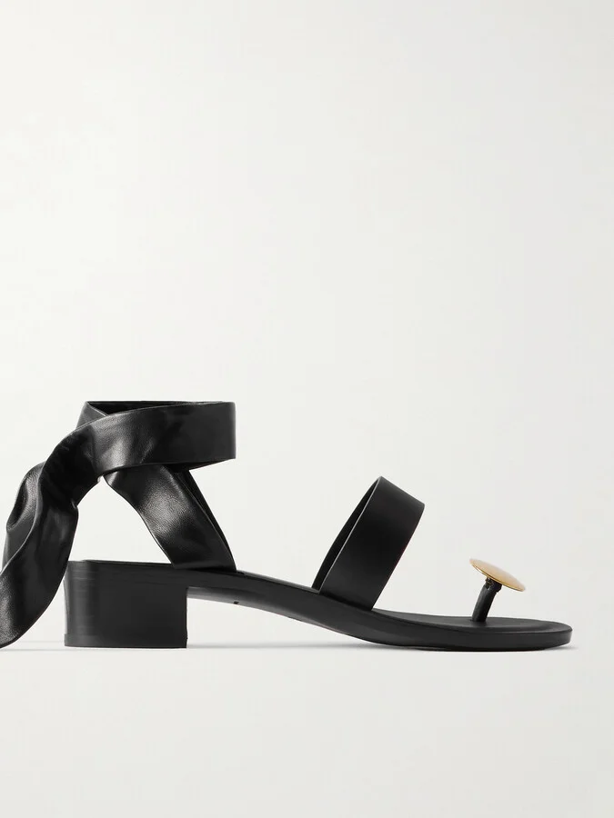 The Row - Band Embellished Leather Sandals - Black