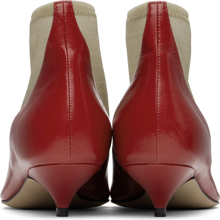 The Row Beige & Red Mesh Boots - Image 2
