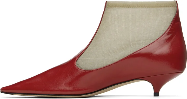 The Row Beige & Red Mesh Boots - Image 3
