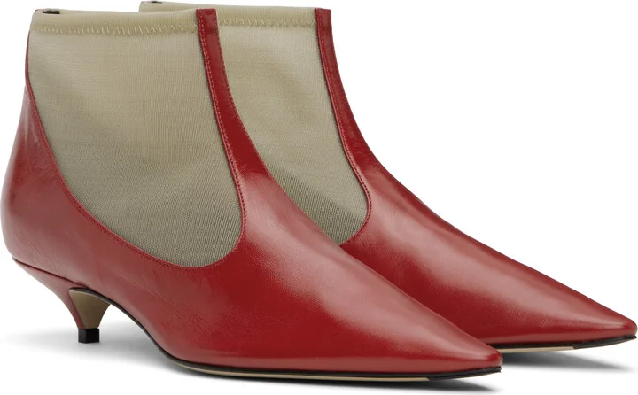 The Row Beige & Red Mesh Boots - Image 4