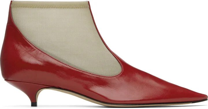The Row Beige & Red Mesh Boots