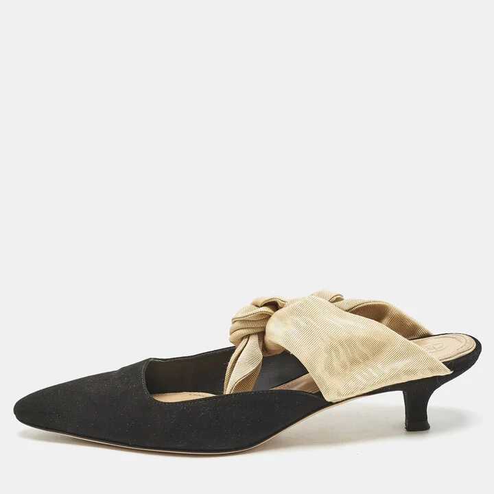 The Row Black/Beige Canvas Coco Heel Mules Size 37