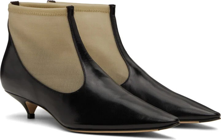 The Row Black & Beige Mesh Boots - Image 4