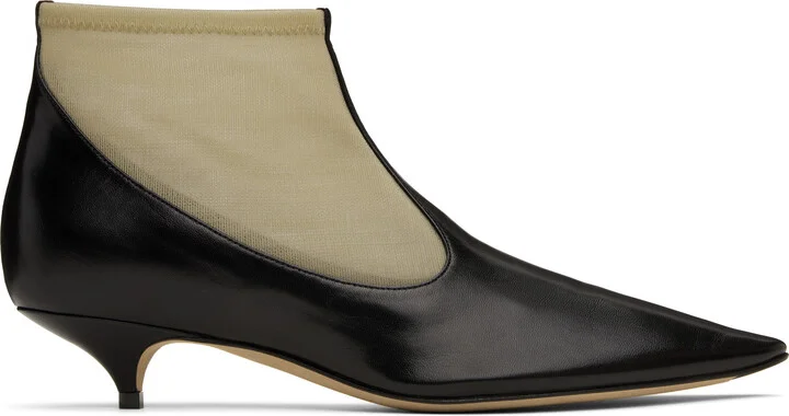 The Row Black & Beige Mesh Boots