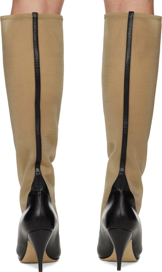 The Row Black & Beige Mesh Tall Boots - Image 2