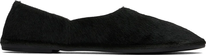 The Row Black Canal Slip On Loafers