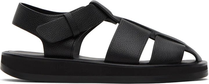 The Row Black Fisherman Sandals