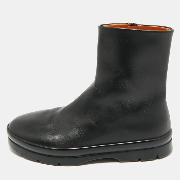 The Row Black Leather Boris Ankle Boots Size 38.5