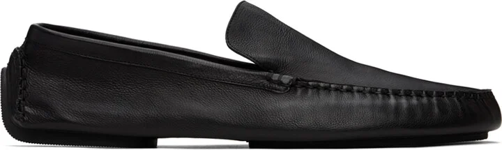 The Row Black Lucca Slip-On Loafers