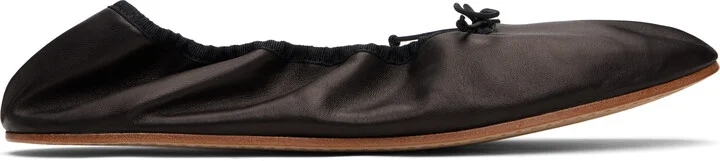 The Row Black Round Ballerina Flats