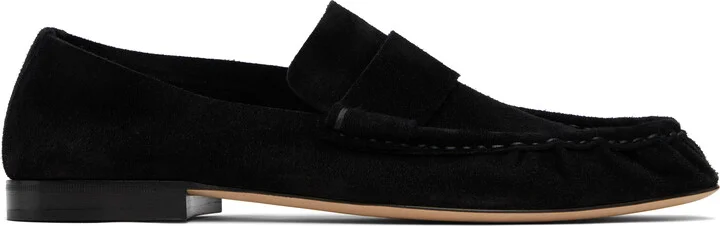 The Row Black Soft Suede Loafers