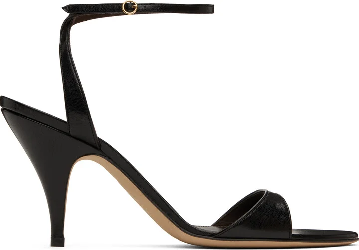 The Row Black Vika Ankle Strap Heeled Sandals