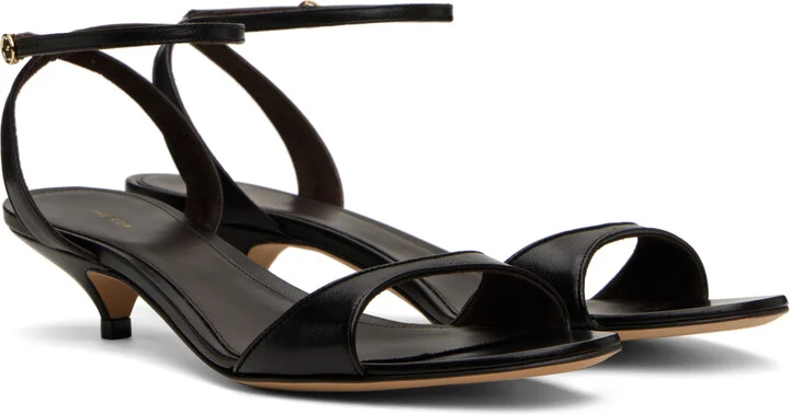 The Row Black Vika Ankle Strap Kitten Heeled Sandals - Image 4