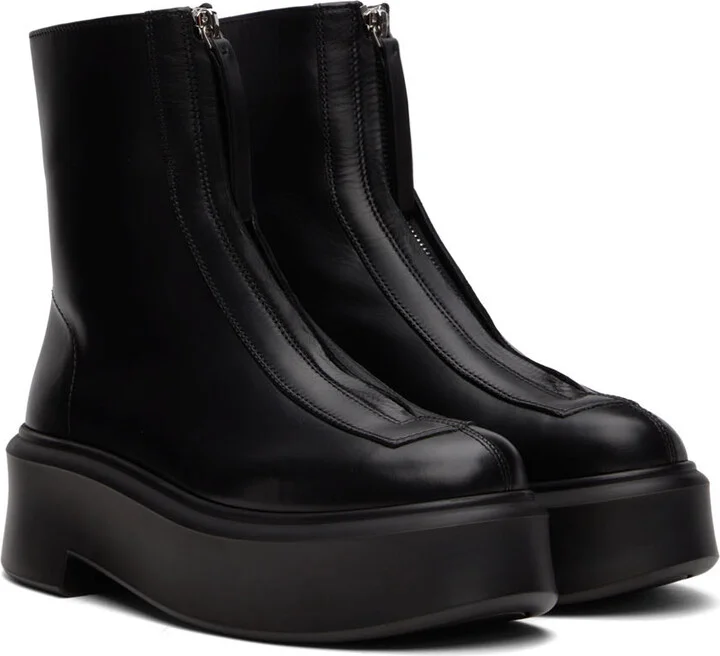 The Row Black Zipped I Ankle Boots - Image 4