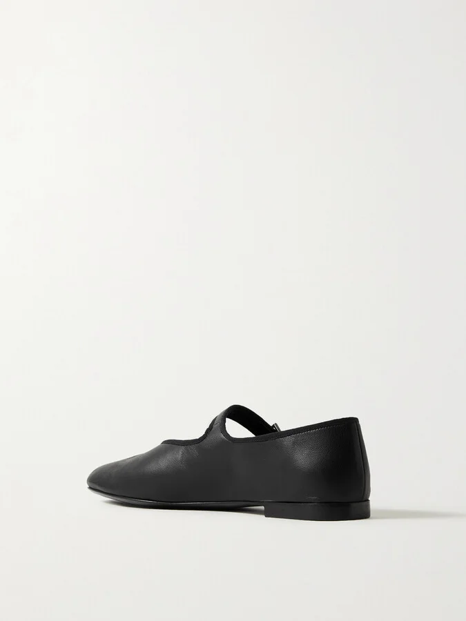 The Row - Boheme Leather Mary Jane Ballet Flats - Black - Image 3