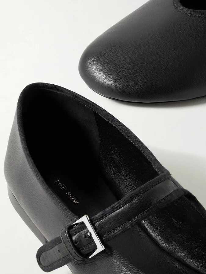 The Row - Boheme Leather Mary Jane Ballet Flats - Black - Image 4