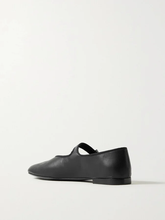 The Row - Boheme Leather Mary Jane Ballet Flats - Black - Image 3