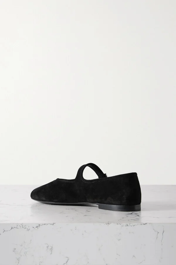 The Row - Boheme Suede Mary Jane Flats - Black - Image 3