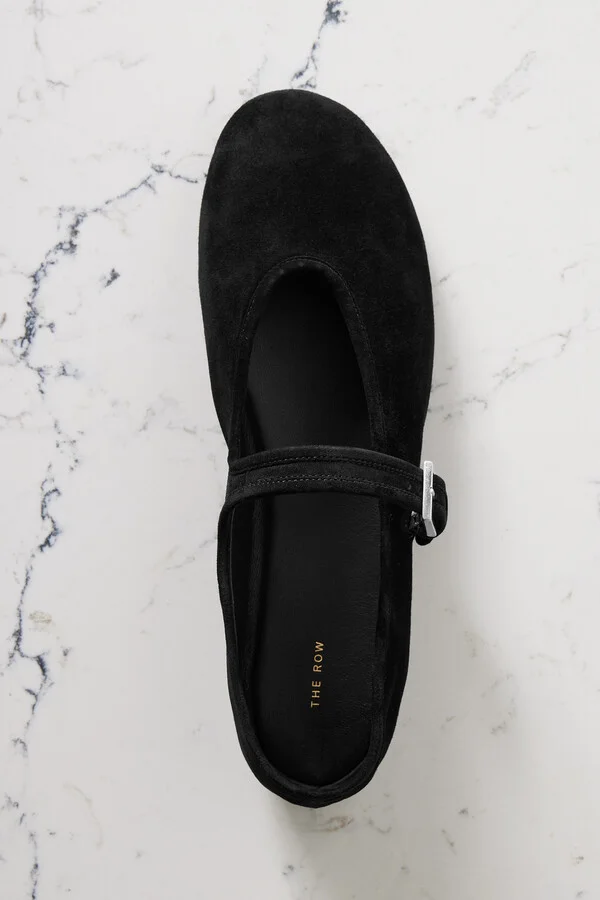 The Row - Boheme Suede Mary Jane Flats - Black - Image 5