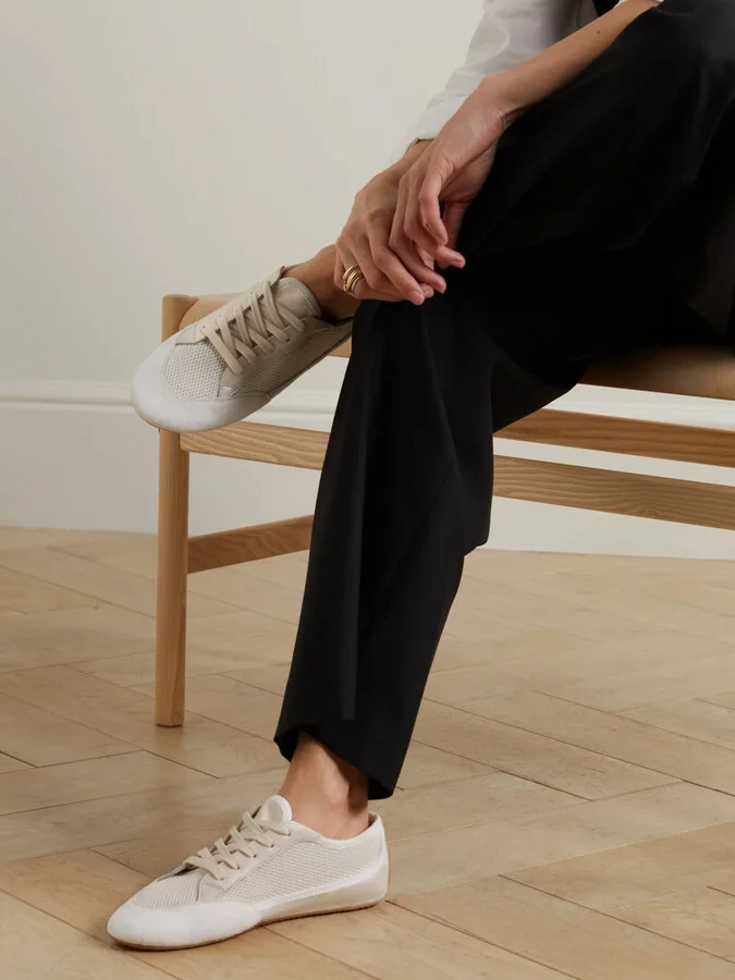 The Row - Bonnie Leather-trimmed Suede, Mesh And Canvas Sneakers - White - Image 2