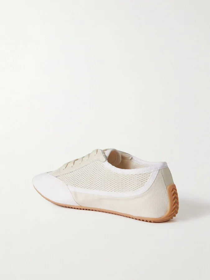 The Row - Bonnie Leather-trimmed Suede, Mesh And Canvas Sneakers - White - Image 3