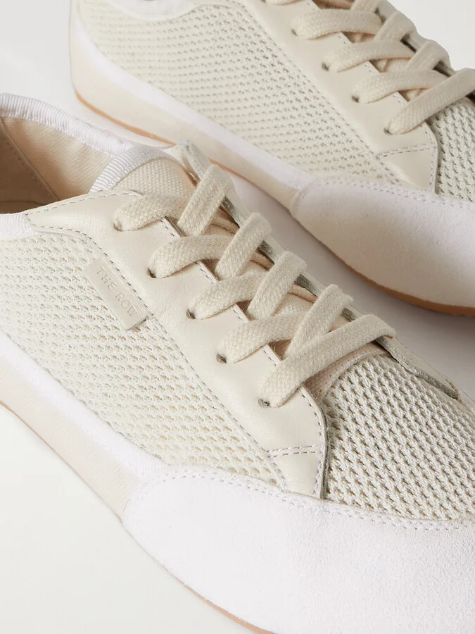 The Row - Bonnie Leather-trimmed Suede, Mesh And Canvas Sneakers - White - Image 4