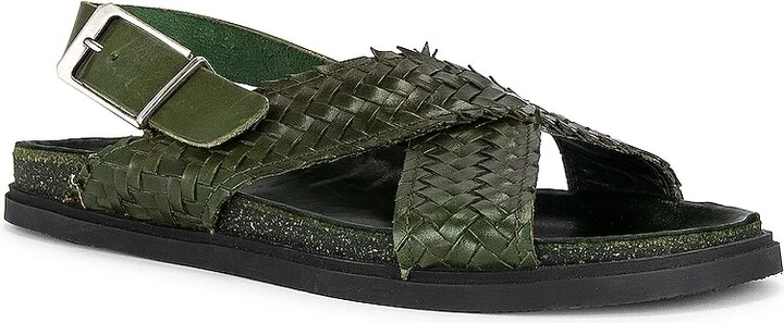 The Row Buckle Sandal in Dark Green - Image 2