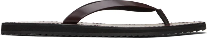 The Row Burgundy City Flat Sandals