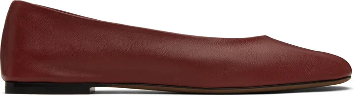 The Row Burgundy Square Ballerina Flats