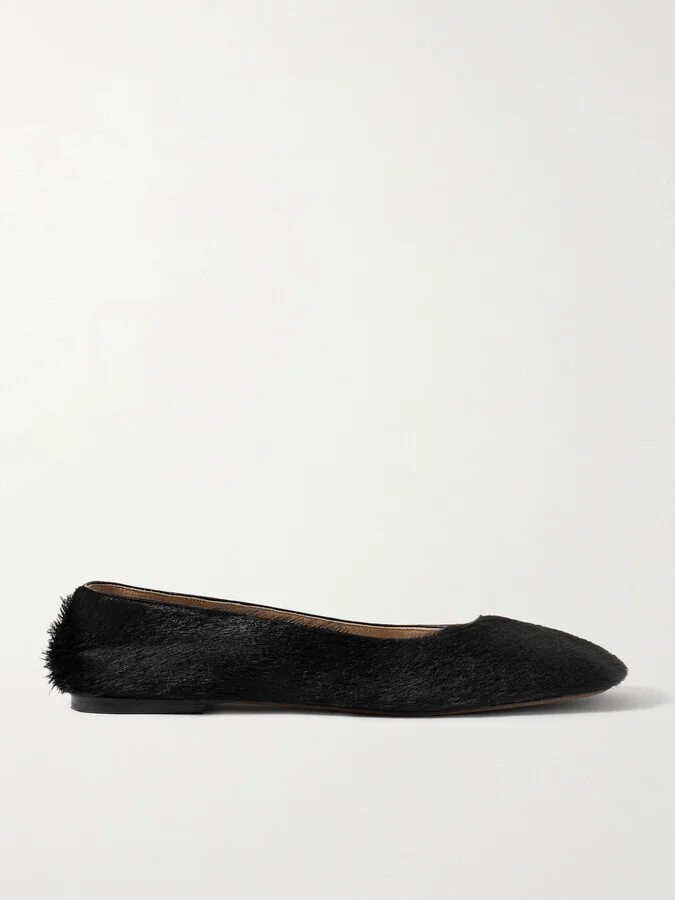The Row - Calf Hair Ballet Flats - Black