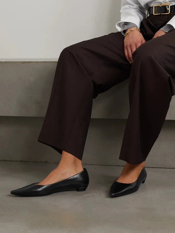 The Row - Claudette Leather Point-toe Flats - Black - Image 2