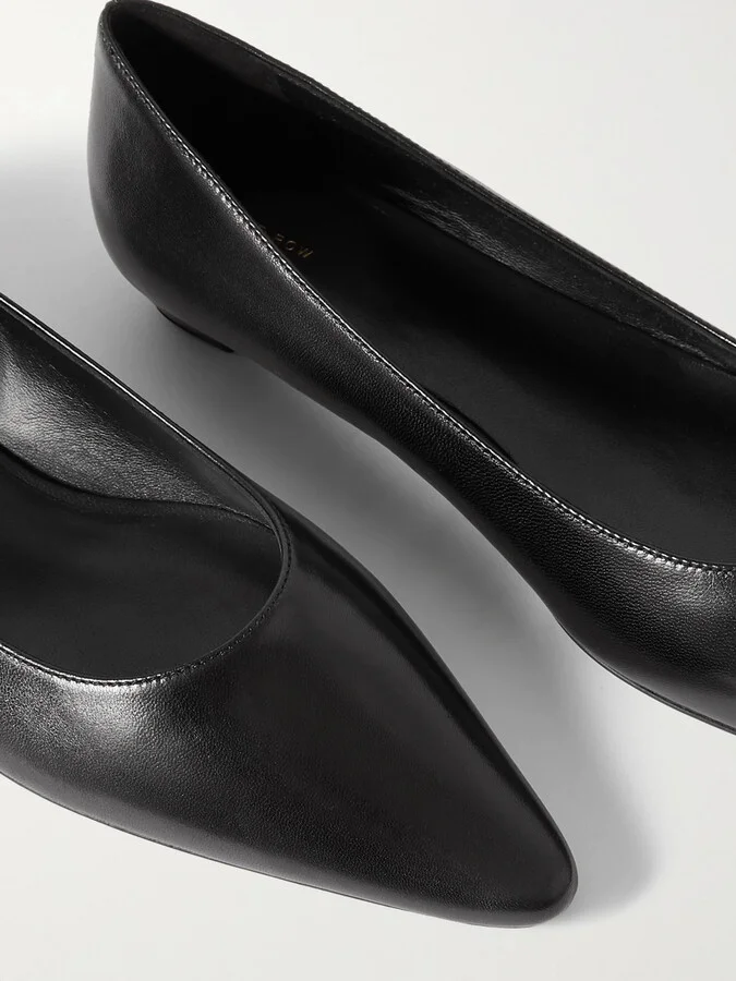 The Row - Claudette Leather Point-toe Flats - Black - Image 4