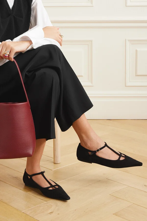 The Row - Cyd Suede Point-toe Flats - Black - Image 2