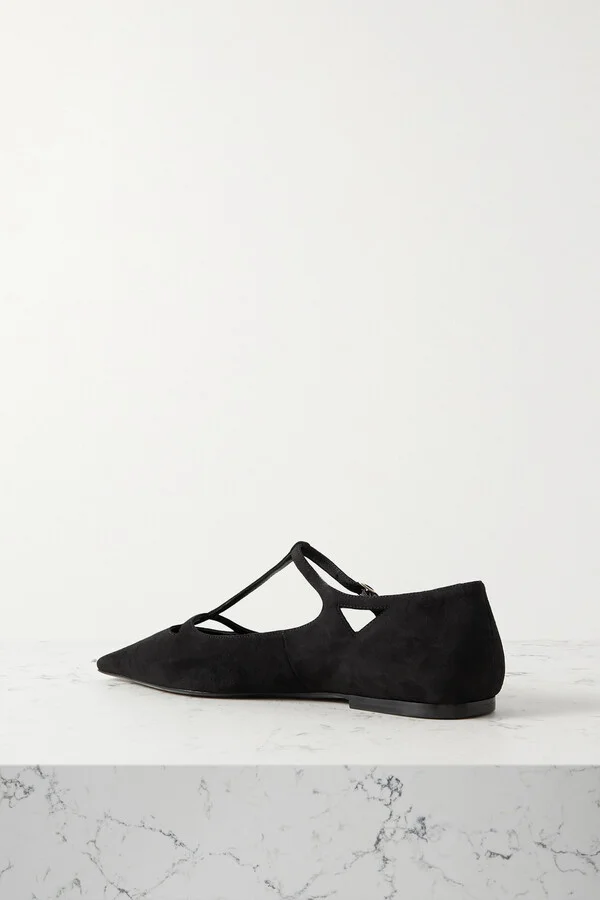 The Row - Cyd Suede Point-toe Flats - Black - Image 3